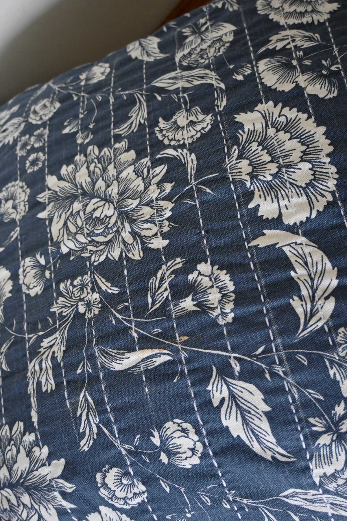 Premium Blue Floral Cotton Cushion Cover