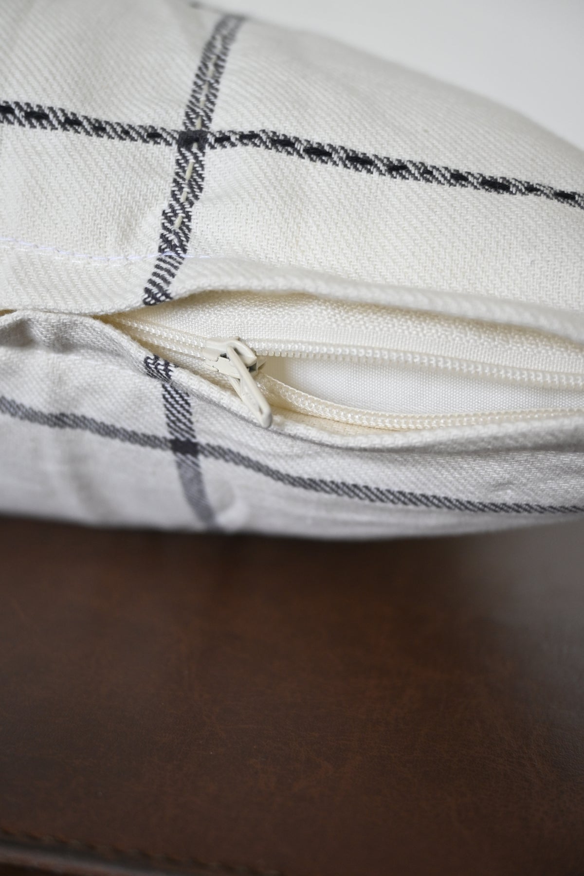 Premium Black & White Grid Cotton Cushion Cover