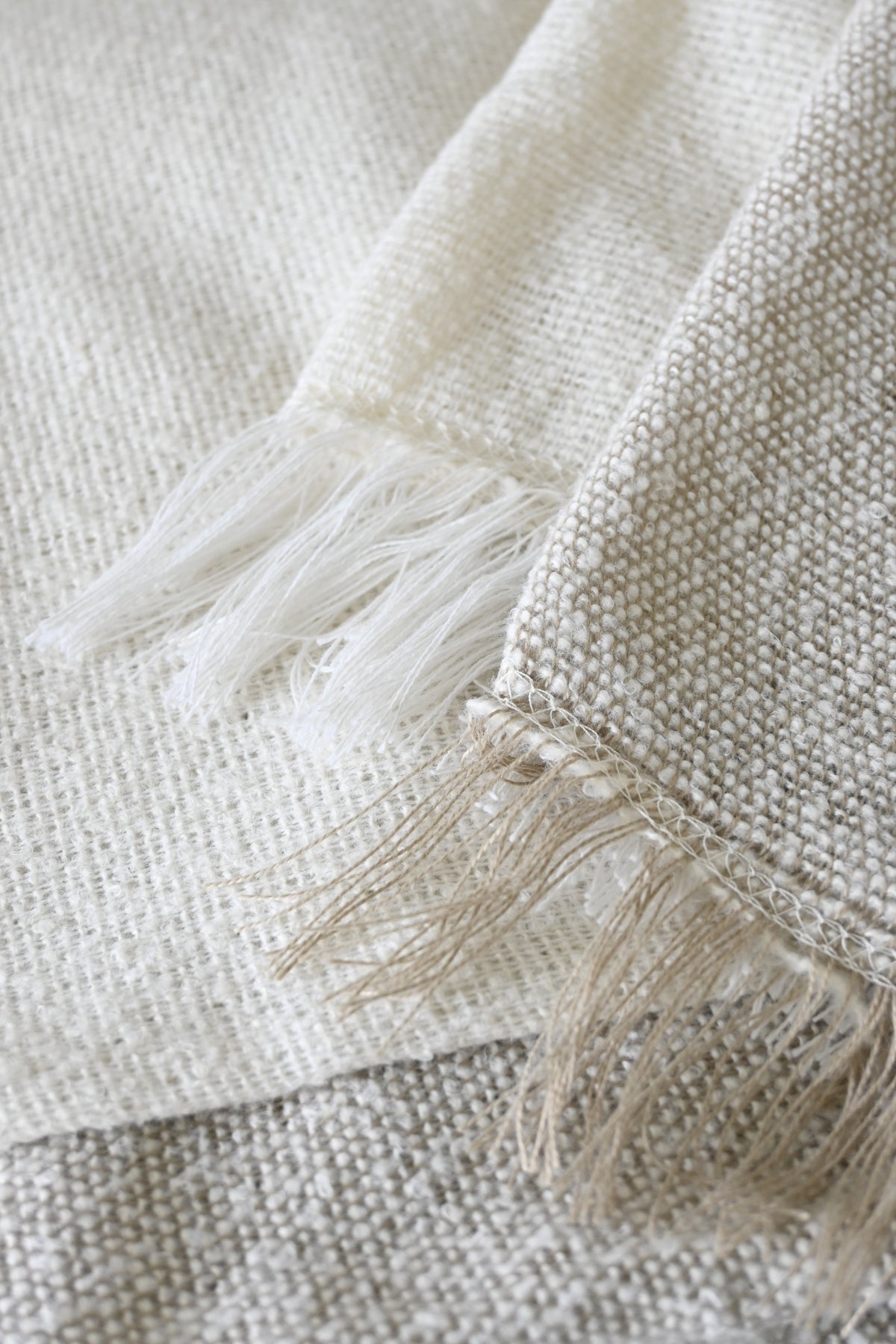 Modern Off-White Waffle Weave Blanket