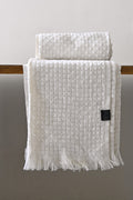 Off-White Dotted Cotton Throw Blanket