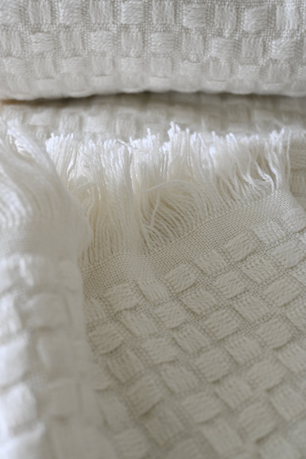 Off-White Dotted Cotton Throw Blanket
