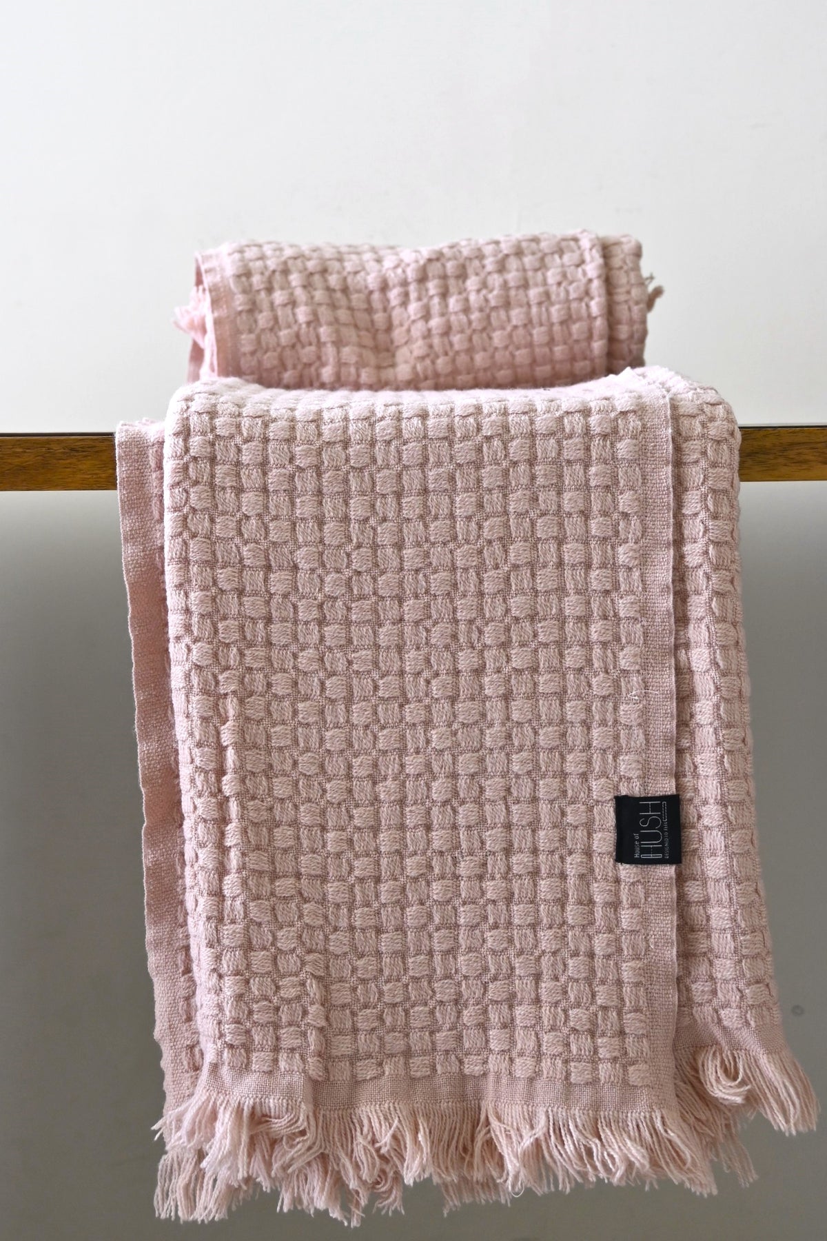 Light Pink Plaid Throw Blanket
