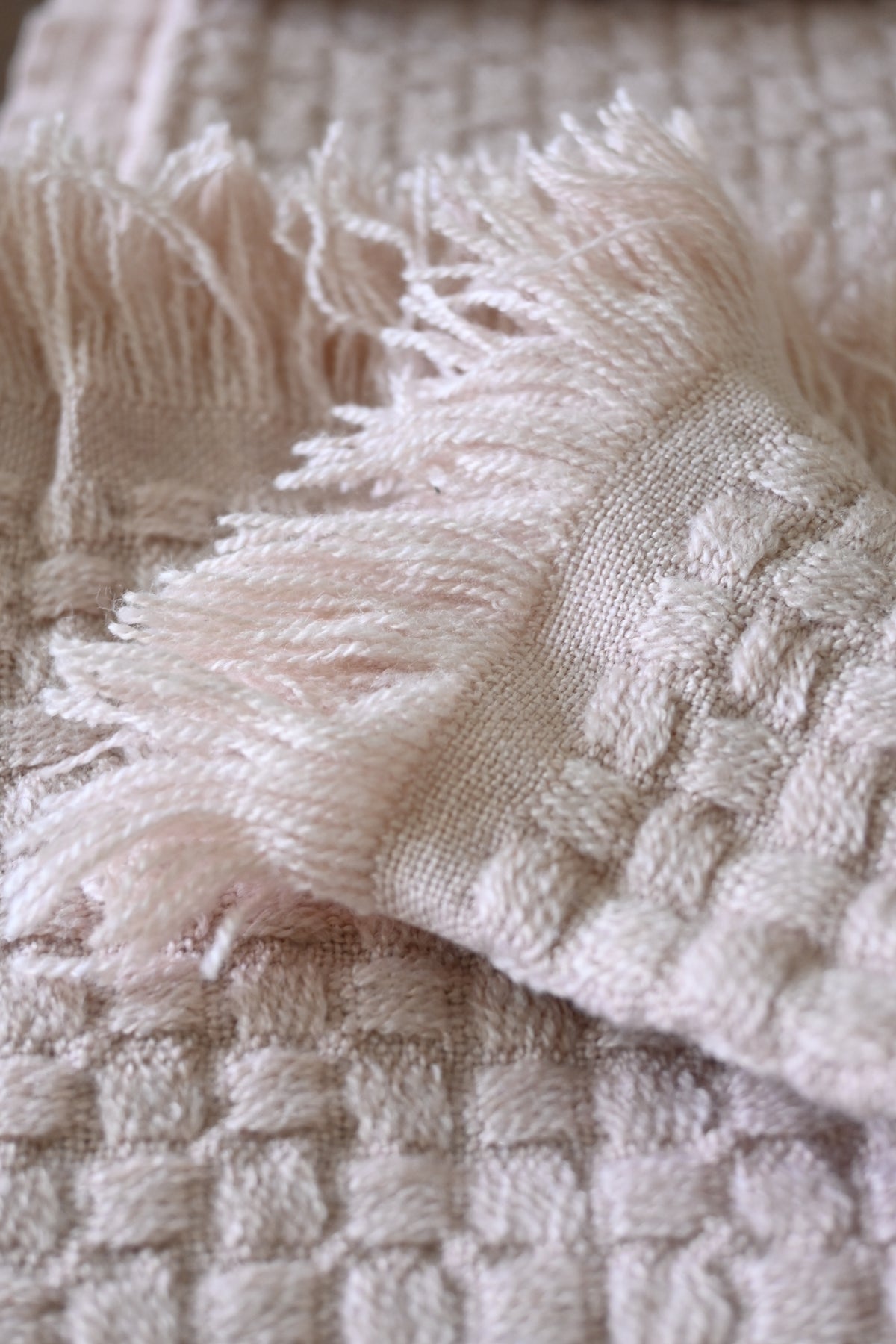 Light Pink Plaid Throw Blanket