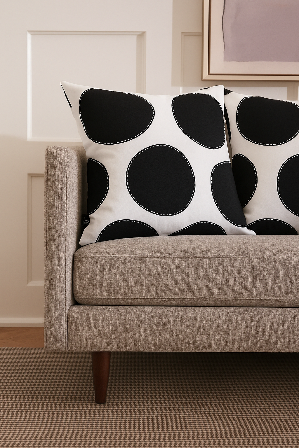 HUSH Monochrome Organic Dot Cushion Cover