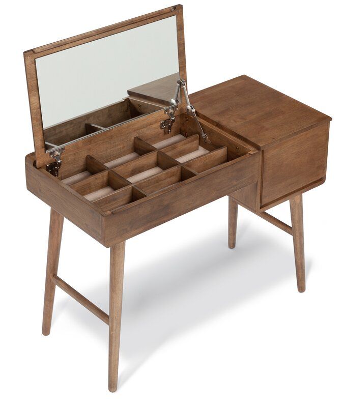 Wooden Storage Vanity Table with Mirror